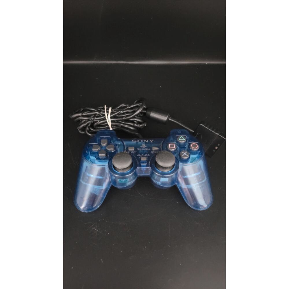 Sony PlayStation DualShock Controller Blue Clear Transparent OEM Tested Working